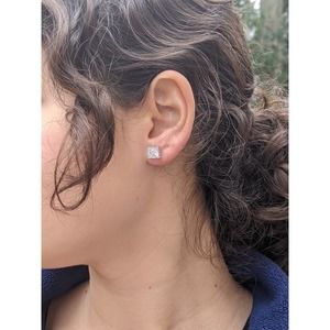 2 Carat DEW Princess Cut Moissanite Stud Earrings Sterling Silver
